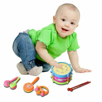 

5pcs Newborn Baby Kids Roll Drum Musical Instruments Band Kit Children Toy Gift Baby Rattles