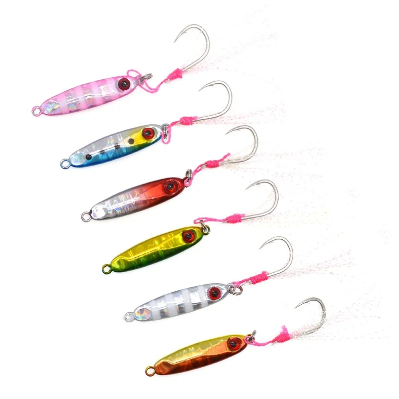 Fishing Small Jigs Lure Hard Bait Shore Cast Jigging Artificial Lures Single Hook Mackerel Lot 6 Pieces Sale | Спорт и развлечения