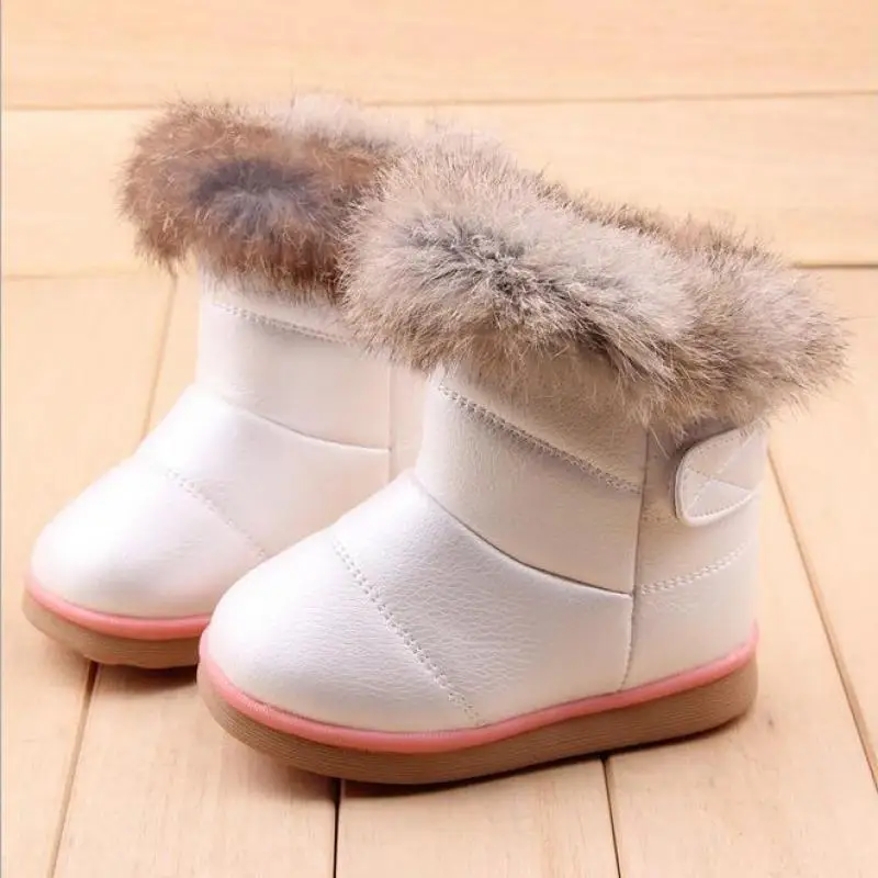 Baby Snow Boot Children Winter Shoes Fur Warm Girl Fashion Ankle Boot Kid Soft Leather Boots Baby Cotton Shoes Waterproof B160