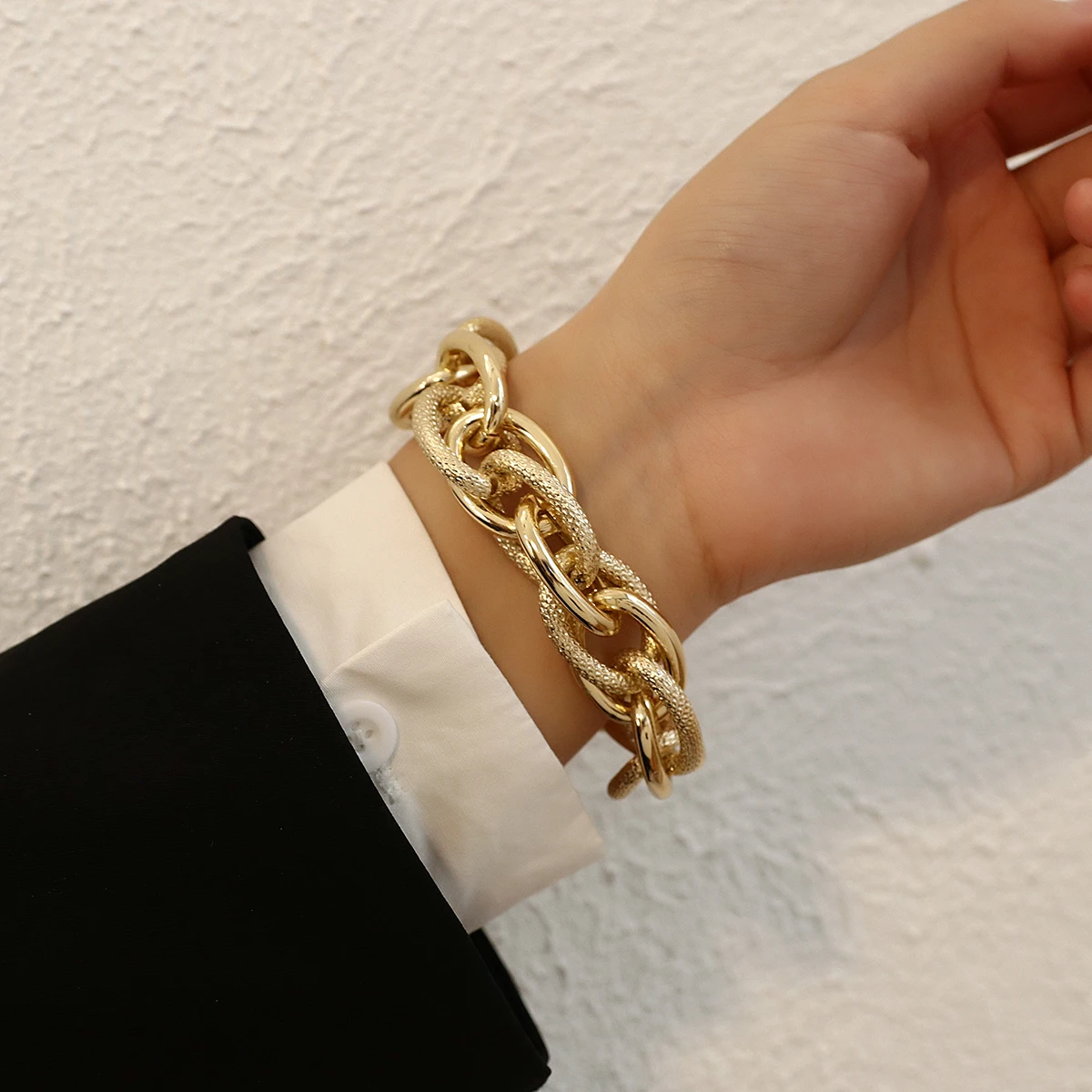 Amorcome New Punk Cuban Link Women Men Bracelet Classic Twisted Chunky Chain Bracelets Alloy Metal Armband Couple Jewelry Gift | Украшения