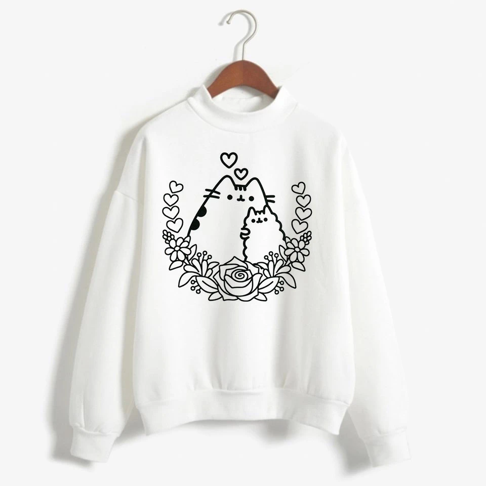Забавный Pusheen Кот Harajuku Забавный мультфильм толстовки для женщин Ullzang милый корейский стиль осень зима толстовка теплая толстовка женская