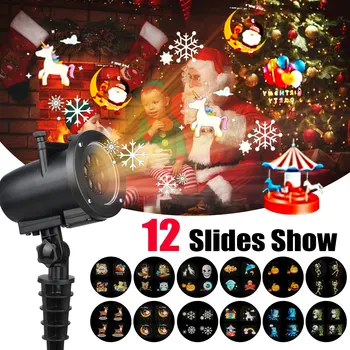 

LED Christmas Anime Pattern Projector IP65 party/ktv stage lamp with 12 Switchable Slides EU/US Laser Projector