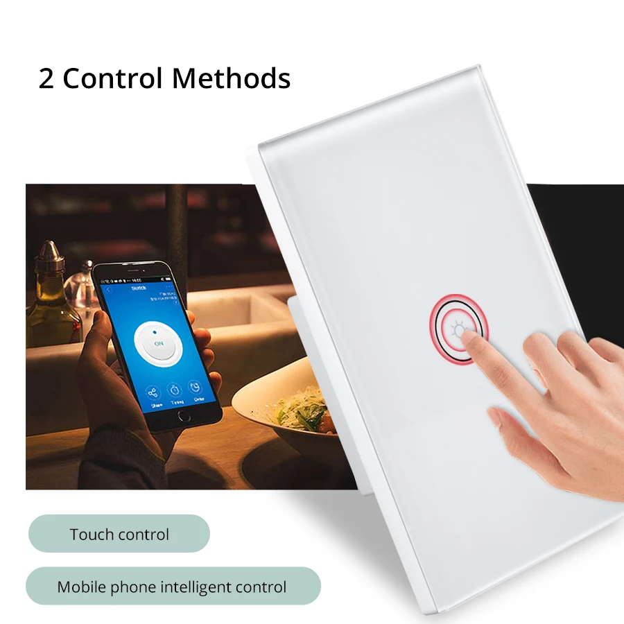 WiFi Smart Light Switch Touch Control Tuya App EU US 1 2 3 gang Glass Panel Wall Switch Work With Alexa Google Assistant IFTTT