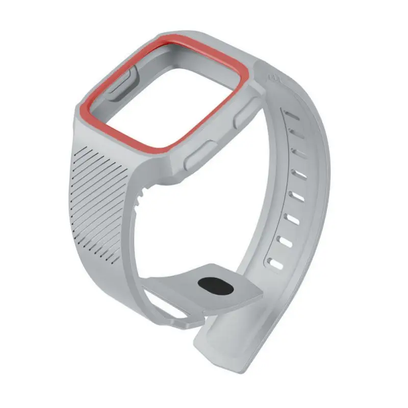 2в1 Silikon Für Fitbit Versa повязка на запястье ремешок Mit Volle schutzhulle Abdeckung Rahmen Uhr ремешок на запястье Für Fitbit Versa - Цвет ремешка: gray red