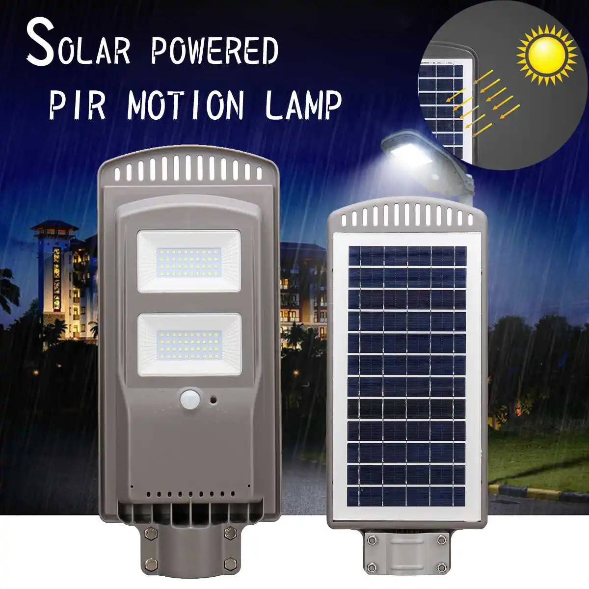 

LED Solar Lamp 60W Powered PIR Motion Sensor Wall Light Waterproof Outdoor Garden Flood Light Road Street Pathway Security Lamp