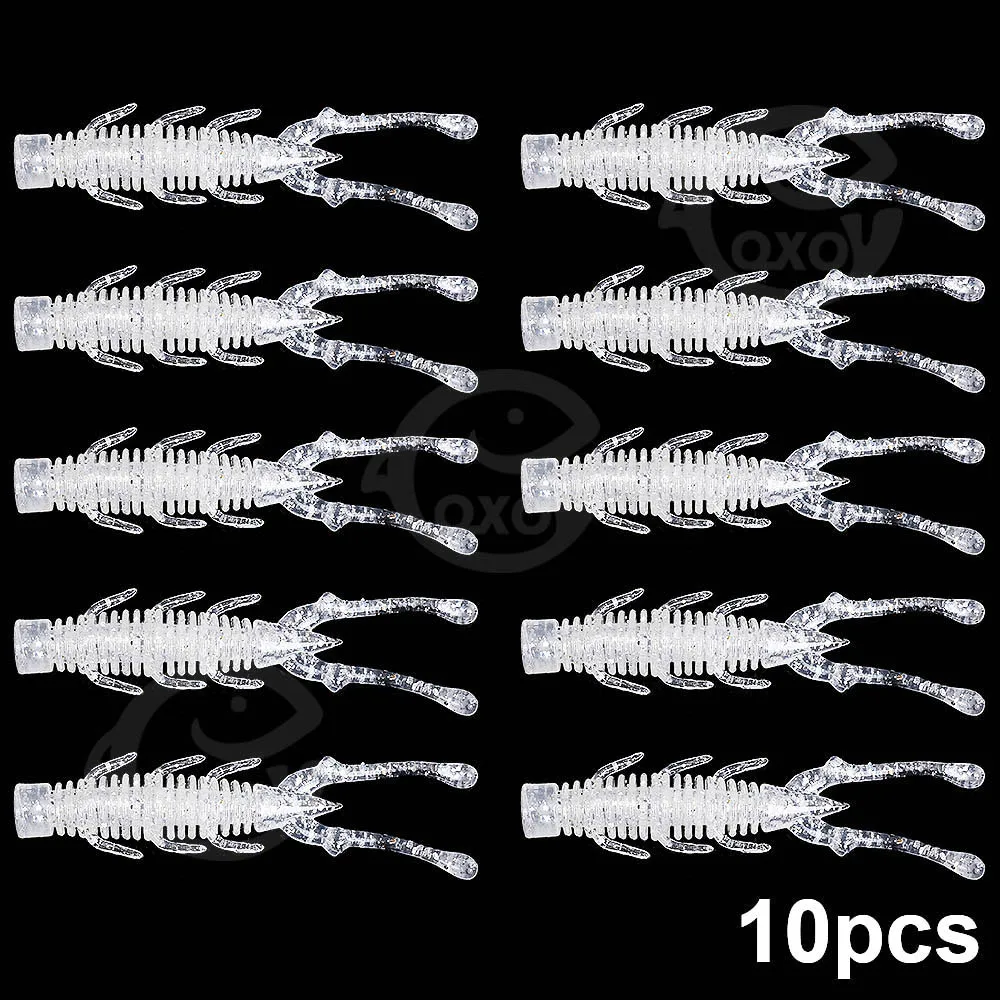 QXO 10pcs/lot Fishing Lure Soft Lure Silicone Bait TPE Sea Fishing Worm Spinnerbait Surface Lure Shrimp Lure  Accessories