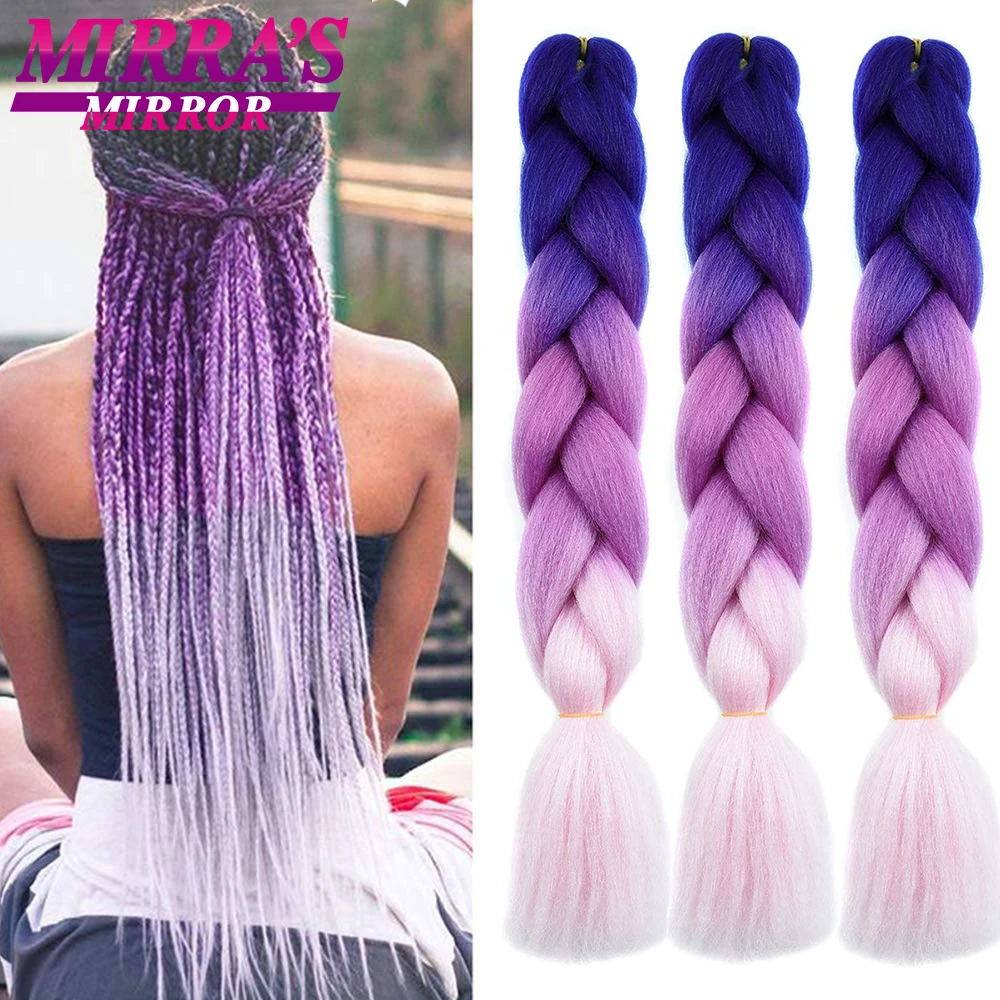 Hair Hair-Extensions Jumbo Braids Twist-Box Afro S-Mirror Synthetic Ombre Pink Purple