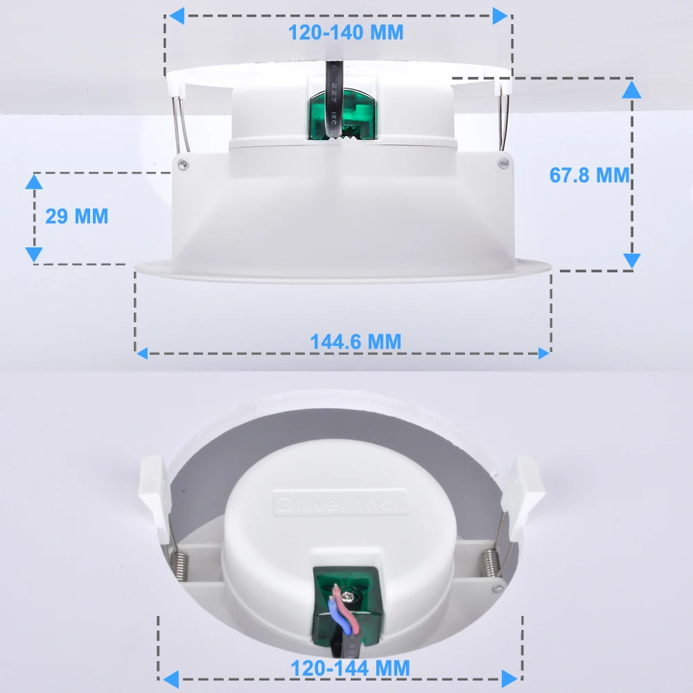 14W Warm White 3000K Recessed LED Downlight Kitchen Bathroom IP44 LED Recessed Ceiling Down Light AC100~240V IP44 Dampproof
