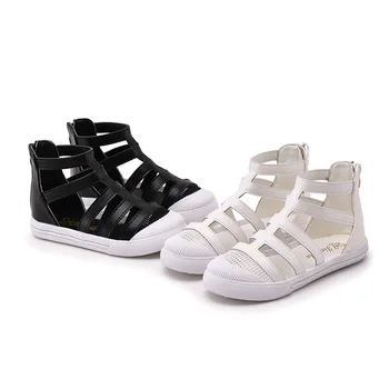 

Summer 2020 new girl sandals solid color microfiber soft rubber light shock absorber zipper Roman shoes