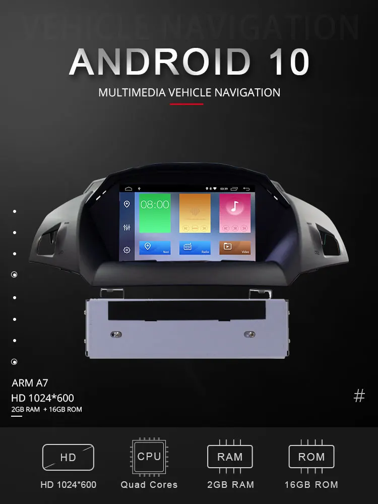 Topsna Android 10 автомобильный dvd-плеер для Ford Kuga Escape C-Max 2013 1 Din автомагнитола стерео wifi видео RDS