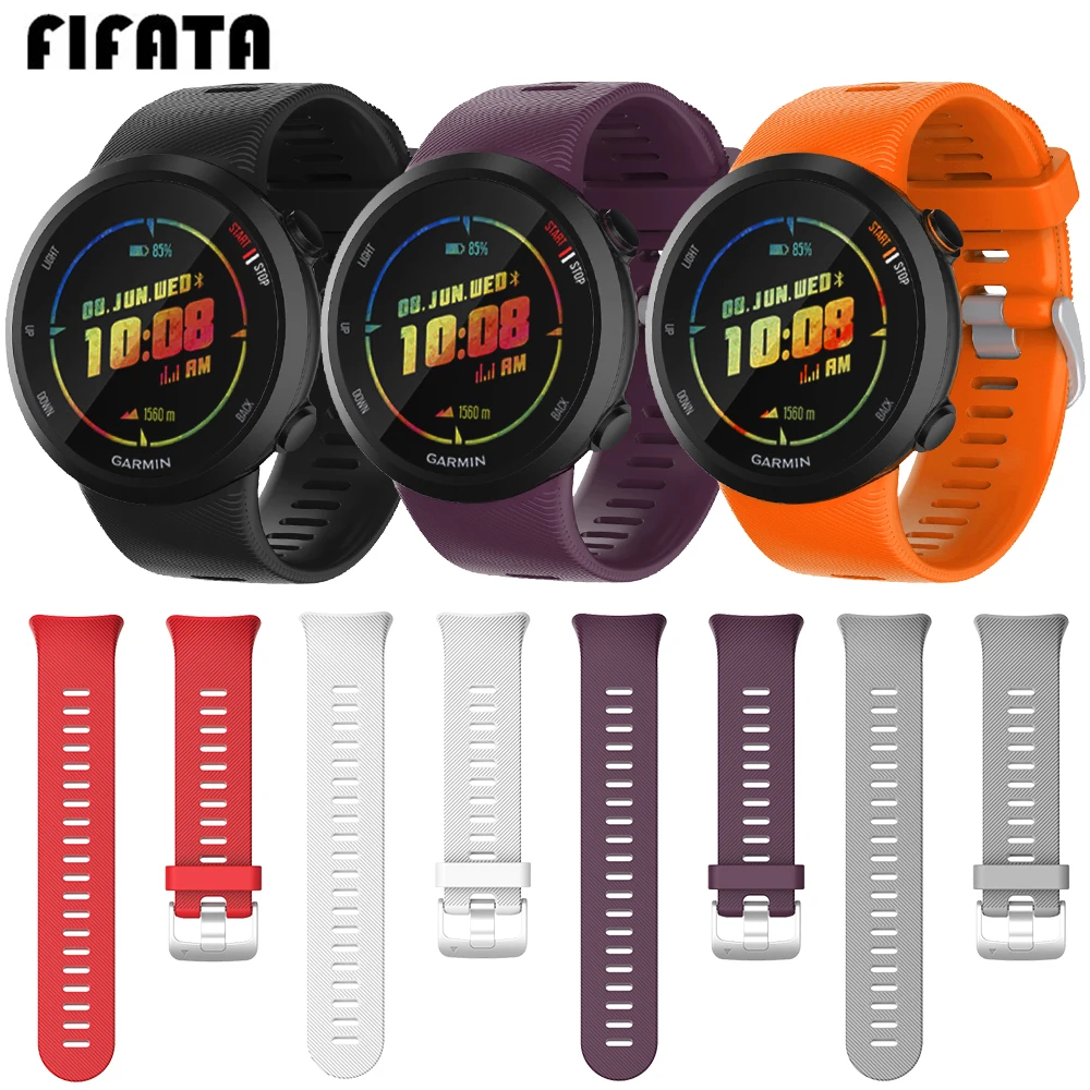 

FIFATA Colorful Soft Silicone Watch Strap For Garmin Forerunner 45/45S Smart Watch Replacement Sport Wristband With Tool