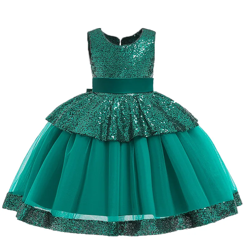 Новое свадебное платье принцессы с цветочным рисунком для девочек детское рождественское платье детское платье без рукавов на день рождения для маленьких девочек, розовое и зеленое платье