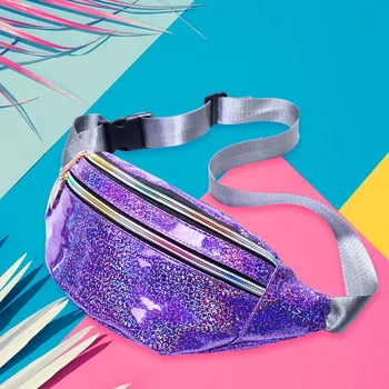 

Fashion Laser Waist Bag Women PU Leather Chest Bags Double Layer Fanny Packs Female Girls Travel Crossbody Bag Phone Pouch