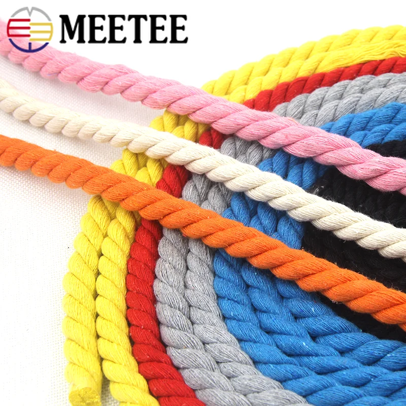 

10mx8mm 100% Cotton 3 Shares Twisted Cotton Cords DIY Craft Decoration Cotton Rope For Bag Belt Sewing Accessories Craft