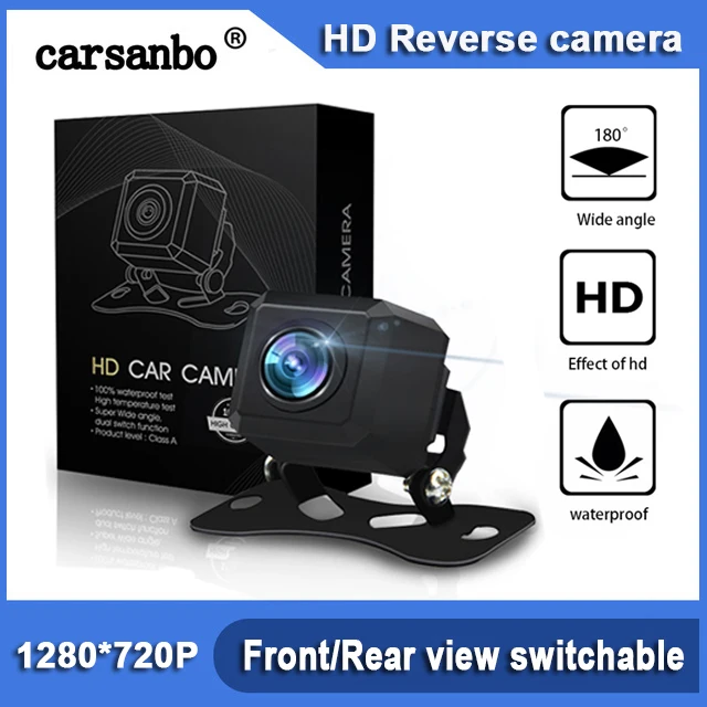 

Carsanbo 180 Degree Horizontal Wide Angle 720P HD IP68 Waterproof Fish eye Lens Car Rear View Reverse camera Front View Camera