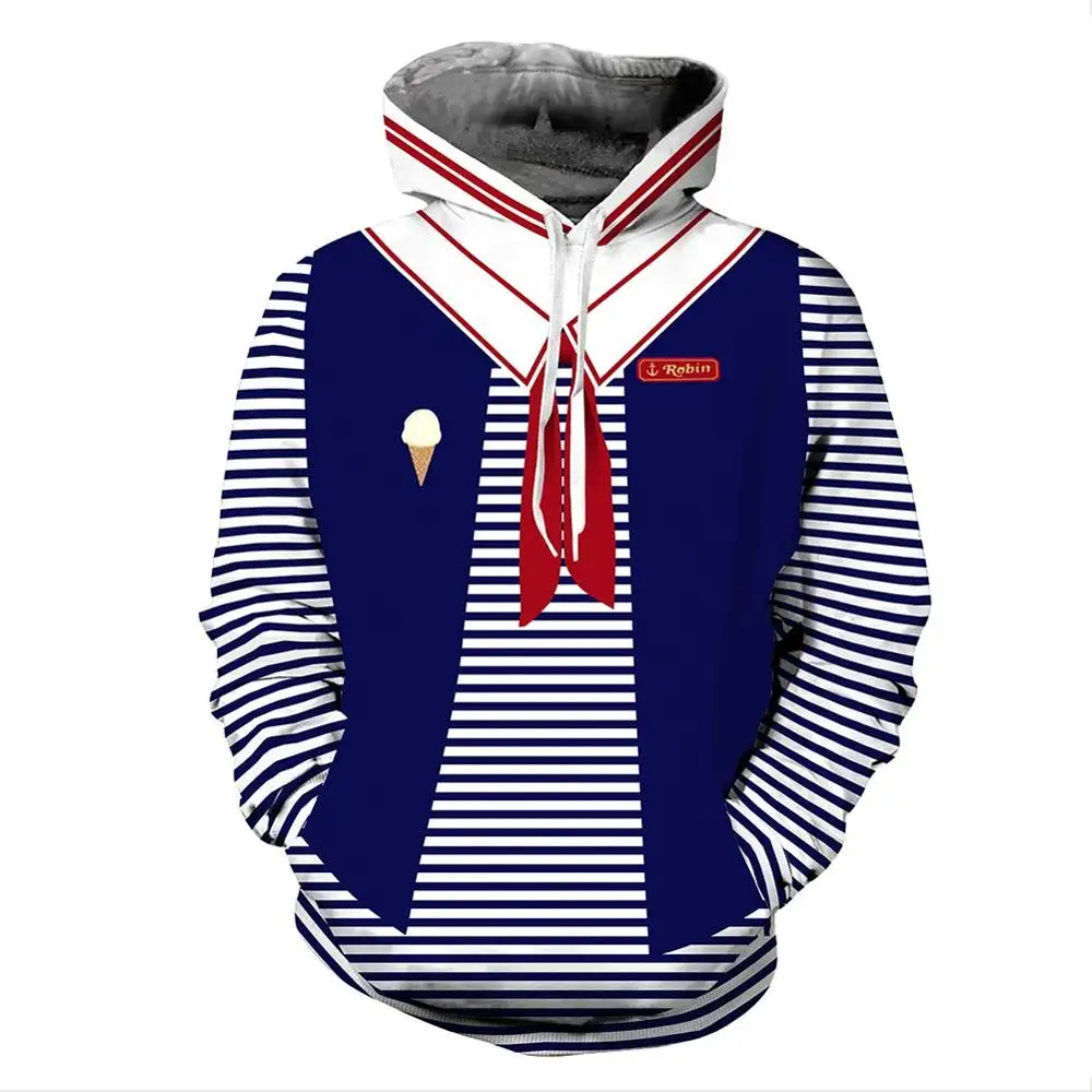 

Wholesale Stranger Things Scoops Ahoy Robin Cosplay Costume Hooded Hoodie Pullover Jacket Printed Autumn Hooded Sweatshirt