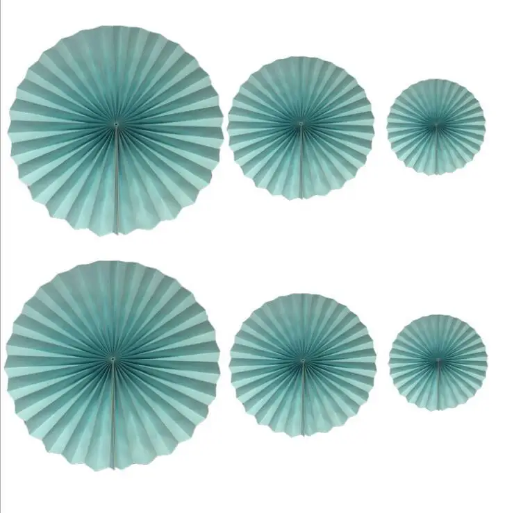 핑크 퍼플 그린 블루 휠 티슈 페이퍼 걸이식 팬 꽃 공예, 생일 파티 웨딩 베이비 샤워 장식, 세트당 6 개