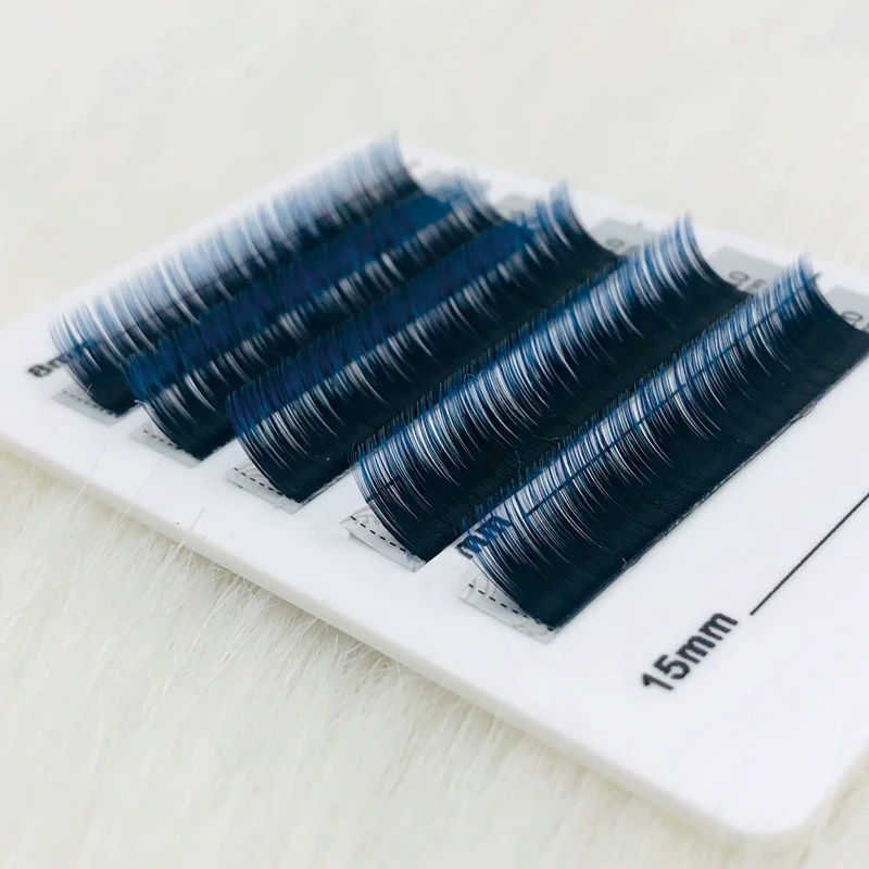 NATUHANA 6Rows Ombre Blue Purple Color Eyelash Extension Individual Faux Mink Eyelashes False Natural Lashes Professional Salon