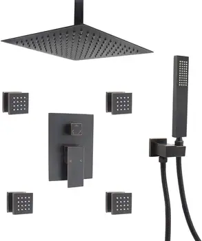 

Shower System Ceiling Shower Faucet Set with 12" Rain Shower Head Set and Body Jets (Oil Rubbed Bronze)