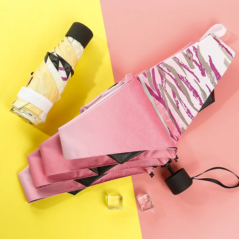

5 folding mini sun umbrellas multi color pocket umbrella for women outdoor gear for female rain umbrellas sunny parasol paraguas