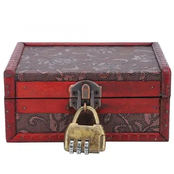 

Creative Vintage Jewelry Storage Box Desktop Jewelry Box Earring Necklace Jewelry Organizer Retro Storage Case with Coded Lock