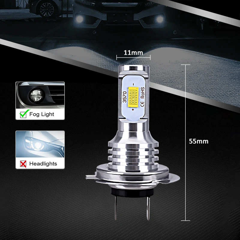 2 шт. Противотуманные фары 72 Вт Супер ярсветодиодный H7 LED H4 Автомобильные 3000lm CANBUS
