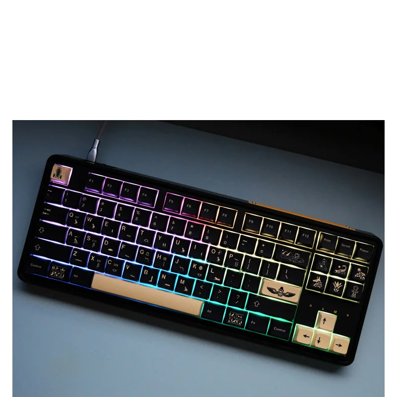 Chaves Gmk Faraó Tema Keycaps Preto Amarelo Pbt Cinco Lados Sublimação Keycap Xda Perfil para mx Interruptor Teclado Mecânico 140 - Imagem 6