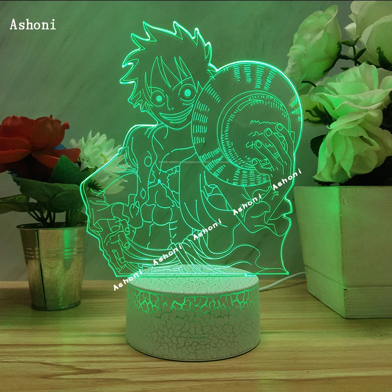 Аниме одна деталь Обезьяна D Луффи фигура 3D лампа Настольные лампы USB кабель Ночной светильник 7 цветов изменить сенсорный базовый светильник детский подарок