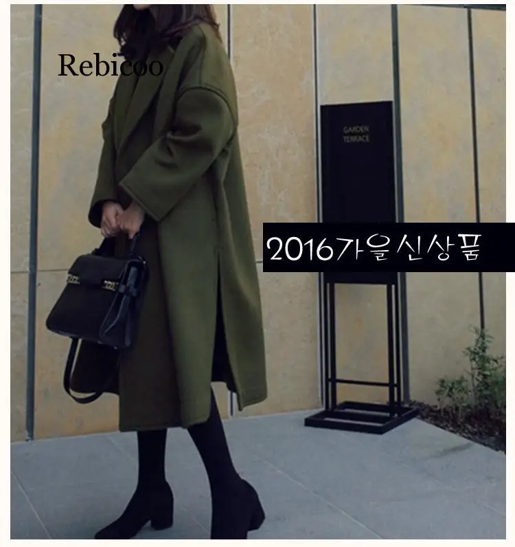 Зимнее Новое модное женское повседневное теплое длинное пальто размера плюс, одноцветное шерстяное пальто, женское Rebicoo