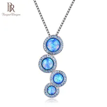 Bague Ringen, Трендовое круглое опаловое ожерелье белого и синего цвета для женщин, серебро 925, ювелирные изделия, фиолетовые драгоценные камни, круговая Подвеска для помолвки