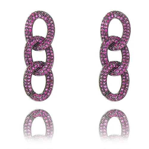 Hot Pink GODKI 28 мм роскошные круглые серьги с висящими крестами трендовые кубические фианит свадебное обручальное вечерние индийские Золотые серьги для женщин - Окраска металла: Hot Pink