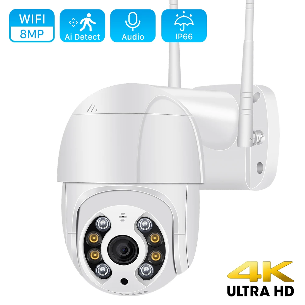 Беспроводная уличная IP-камера 8 Мп 4K Wi-Fi 5 3 5-кратный зум PTZ скоростная купольная
