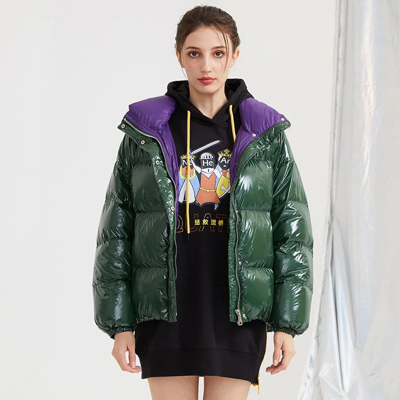 Dark green ATKULLQZ Зимний пуховик женский короткий участок яркая плотная одежда для хлеба корейская модная повседневная куртка пуховики женские - Цвет: Dark green