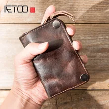 AETOO мужская кожаная сумка для ключей, кожаный бумажник большой емкости, кожаная сумка для ключей