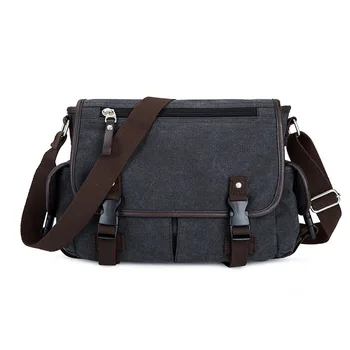

Practical Business Messenger Bags For Men Student A++ Canvas Crossbody Shoulder Pack Retro Solid Casual Office Travel Bag
