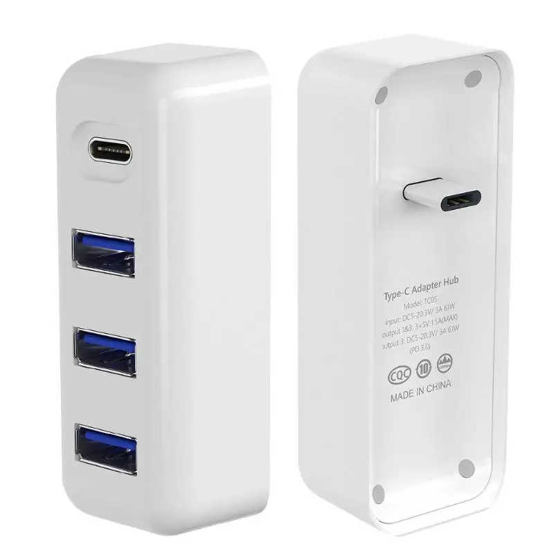 4 в 1 Тип C 61 Вт адаптер питания концентратор 3 USB 3,0 PD зарядная док-станция расширительный разветвитель огнестойкий корпус сильный и анти-падение