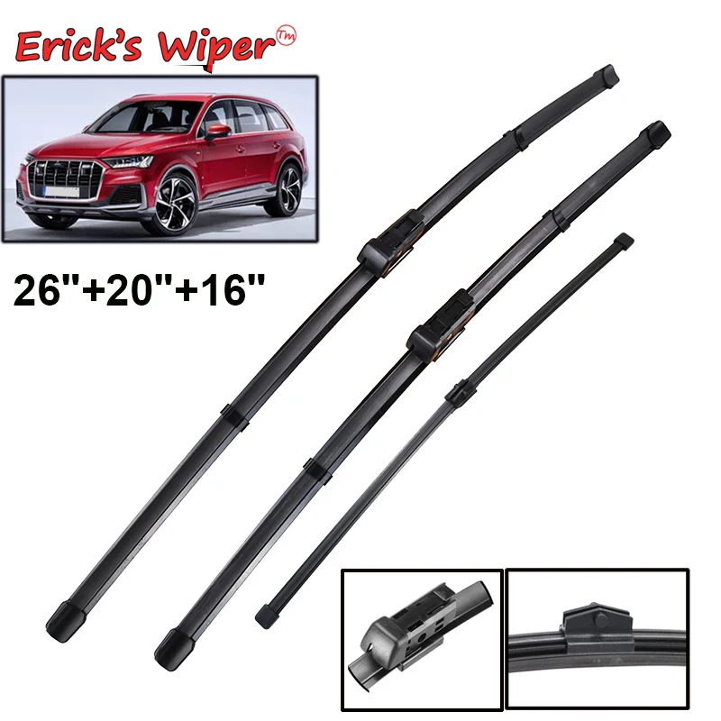 

Erick's Wiper LHD Front & Rear Wiper Blades Set For Audi Q7 4M 2016 - 2023 Windshield Windscreen Window Rain Brush 26"+20"+16"