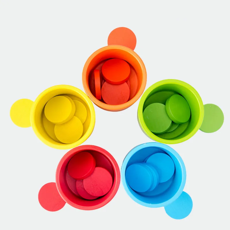 Деревянные игрушки montessori образовательная игрушка Цвет познание Классификация соответствующий чашки Детские Ранние обучающие игрушки для детей