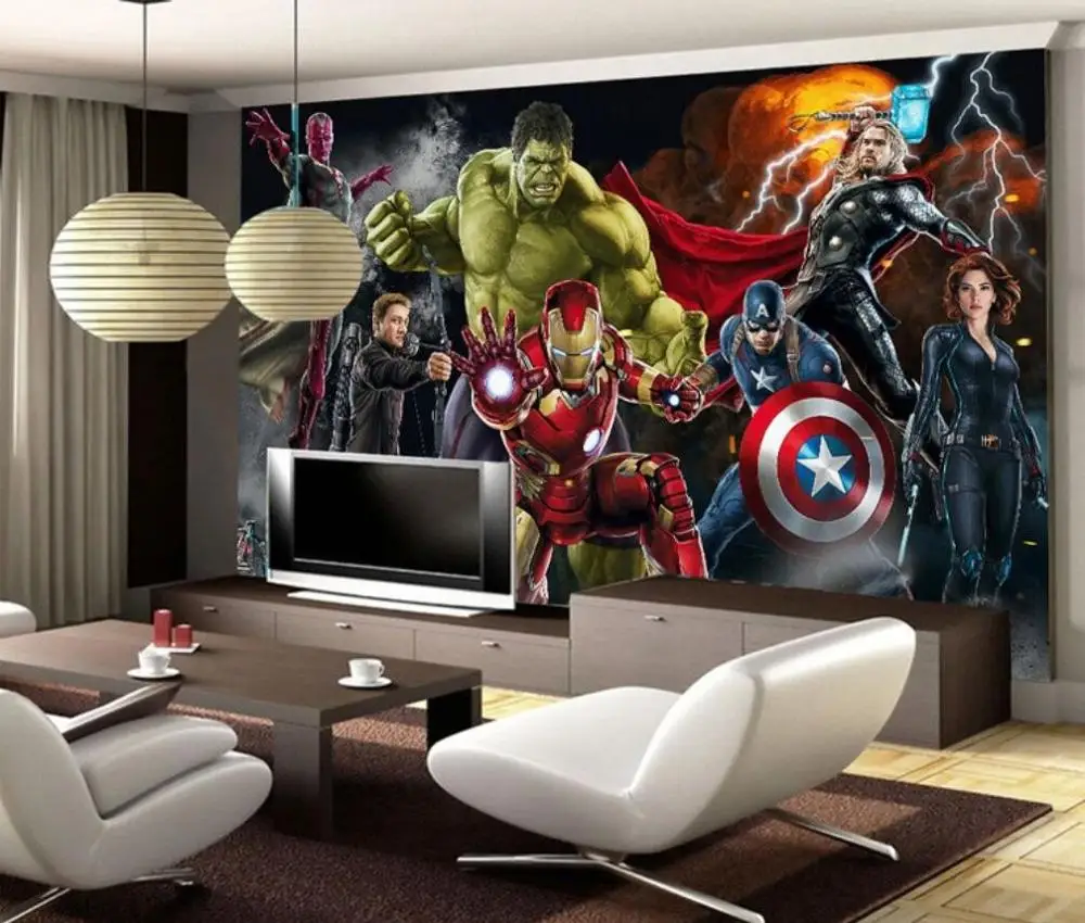 Пользовательские Настенные обои 3D человек-паук Marvel Мстители обои Капитан Америка фон настенная живопись