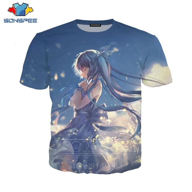 Hatsune Miku T Shirt Men Women Singer Sweatshirt 3D Print Anime Girl Short Sleeve Casual Hip Hop Street O Neck Top Pullover C091