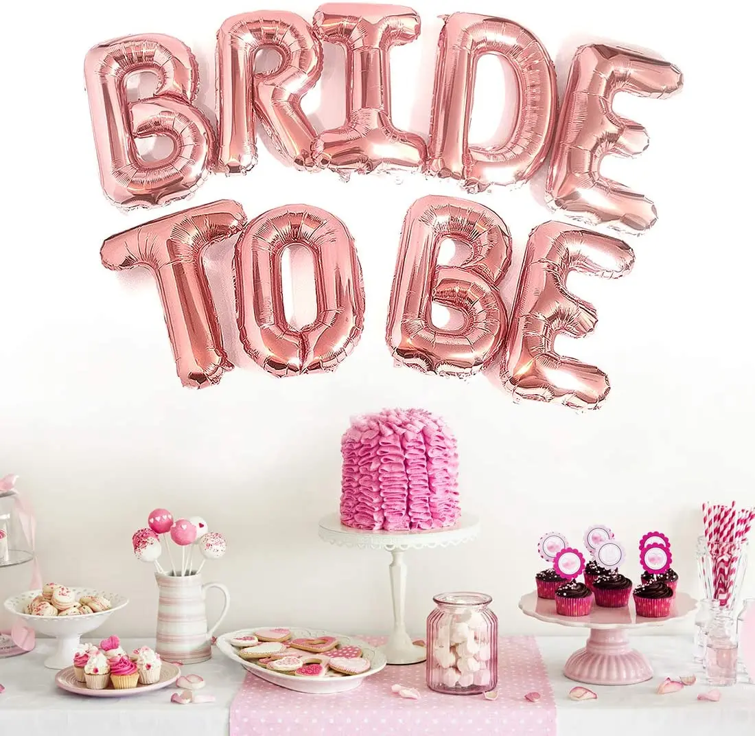 Воздушные шары из фольги цвет розовое золото буквы BRIDE TO BE для свадебной команды