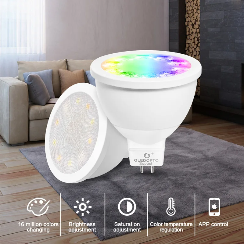 Освещение лампы питания DC12V MR16 прожектор RGB+ CCT 2700-6500K FitFor ZigBee