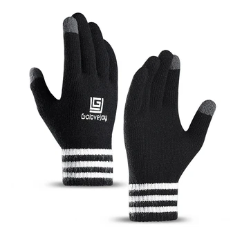

New Knit Touch Screen Gloves Men Women Autumn Winter Velvet Glove Thickening Wool Outdoor Riding Warm Couple Mittens Gloves