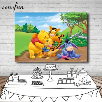 

Photography Backdrops Winnie Pooh Theme Photo Studio Background Children Birthday Party Decoration Supplies Cartoon Anime Prop