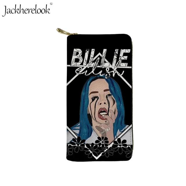 Jackhereook Billie Eilish печать монет сумка для Laides кошелек для подростков кожаный Длинный кошелек для женщин Cluth Momey сумка держатель для карт - Цвет: HK804Z21