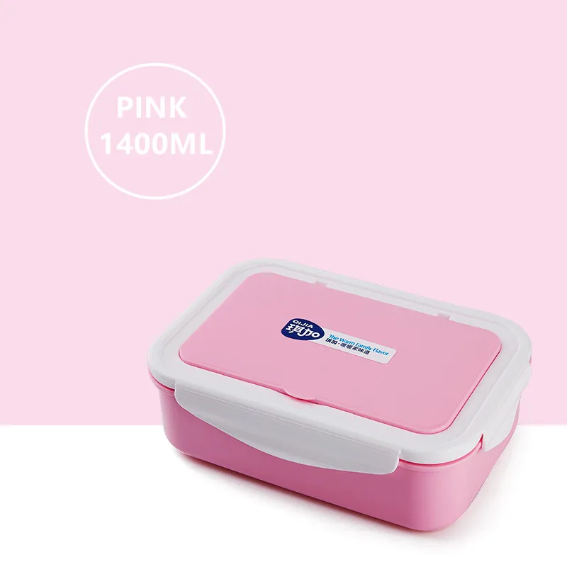 Большая емкость 1400 мл Ланч-бокс герметичный материал не вредит здоровью для бэнто, в упаковке, для разогревания в микроволновой печи столовая посуда контейнер для хранения пищи Ланчбокс - Цвет: Pink
