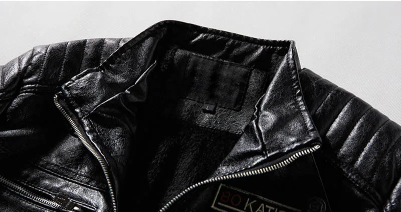 KIOVNO Men Pu Leather Jackets Coats Fleece Lined Motorcycle Faux Leather Jackets Outwear For Male Size L-3XL Windbreak (6)