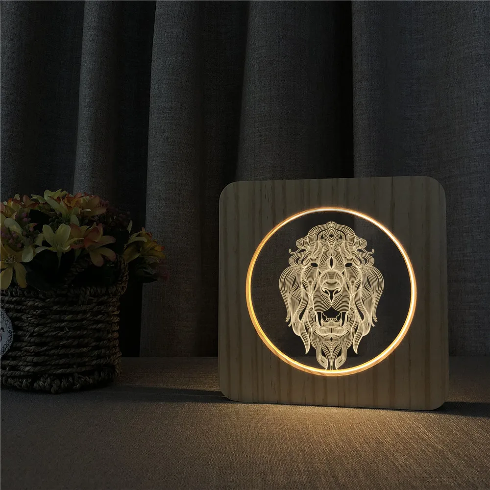 Лев животное 3d светодиодный светильник переключатель управления врезной светильник для детской комнаты украшения Прямая поставка