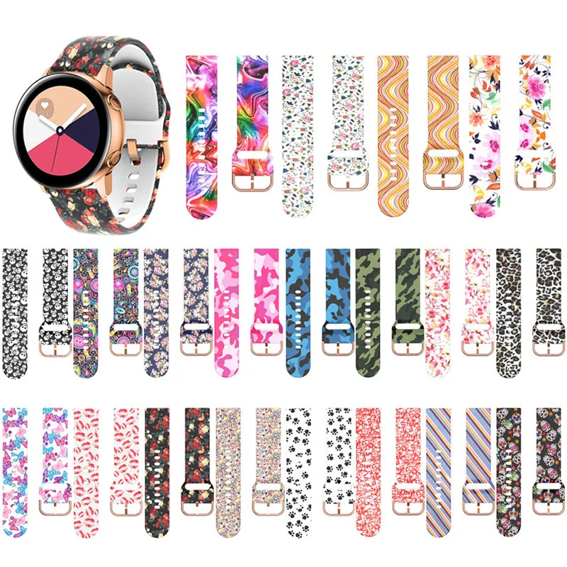 For Samsung Galaxy watch 3 active 2 22mm 20mm 42mm 46mm printed rubber strap amazfit BiP graffiti style wrist strap Huawei GT 2e