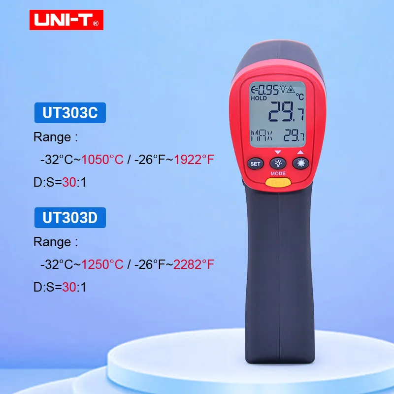 UNI-T UT303A UT303C UT303D Бесконтактный цифровой термометр инфракрасный лазерный тестер